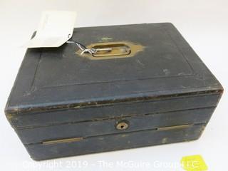 Antique Scottish Brass and Leather Writing Box; circa 1840; with key