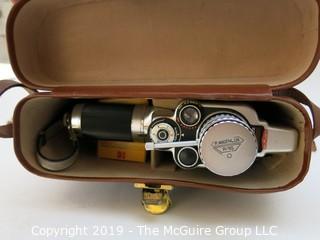 P. Angenieux (Paris) 8 MM Movie Camera with Leather Case and Film