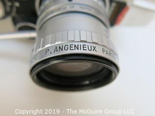 P. Angenieux (Paris) 8 MM Movie Camera with Leather Case and Film