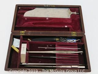 George Tiemann Post Mortem Surgical Set (incomplete), circa 1860's; New York in Rosewood Case