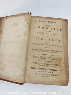 Book: Leather Bound, "Domestic Medicine", by W. Buchan, M.D.; 1789; 11th edition; Hartford, Nathanial Patten