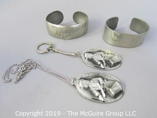 Collection of Pewter Jewelry including 2 bracelets