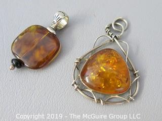 Jewelry:  Amber Sterling Pendents