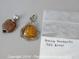 Jewelry:  Amber Sterling Pendents