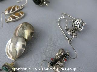 Jewelry:  15 pair of sterling earrings; 110g 