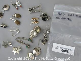 Jewelry:  15 pair of sterling earrings; 110g 