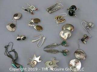 Jewelry:  15 pair of sterling earrings; 110g 