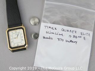 Timex Quartz Elite Slimline Men's Watch; needs battery