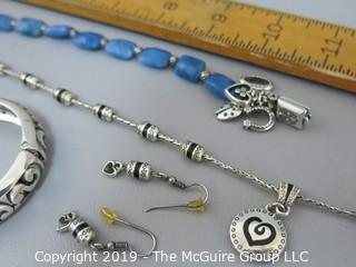 Collection of Jewelry including blue stone bracelet, Brighton Heart Necklace (19")