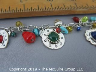 Jewelry: Sterling charm bracelet; 18" long when open; Coldwater Creek