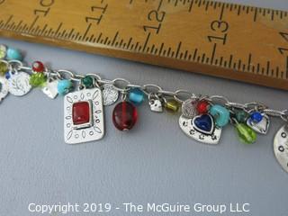 Jewelry: Sterling charm bracelet; 18" long when open; Coldwater Creek