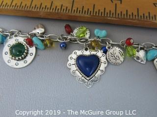 Jewelry: Sterling charm bracelet; 18" long when open; Coldwater Creek