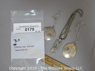 Jewelry:(3) sterling monograms; 25g