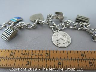 Jewelry: Sterling Charm Bracelet; 34g