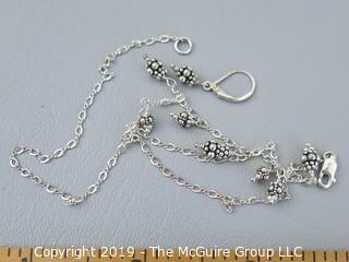 Jewelry: Sterling Necklace; grape bunch motif; 6g; 16" long open