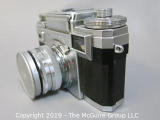 Zeiss Ikon Contax III 35mm Film Camera with two Carl Zeiss Lenses; Sonnar 1:1.5 f=50 mm; and Triotar 1:4 F-8.5cm and Steinheil mulit-turret viewfinder