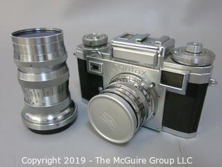 Zeiss Ikon Contax III 35mm Film Camera with two Carl Zeiss Lenses; Sonnar 1:1.5 f=50 mm; and Triotar 1:4 F-8.5cm and Steinheil mulit-turret viewfinder