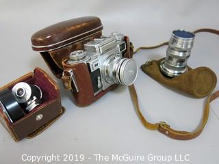 Zeiss Ikon Contax III 35mm Film Camera with two Carl Zeiss Lenses; Sonnar 1:1.5 f=50 mm; and Triotar 1:4 F-8.5cm and Steinheil mulit-turret viewfinder