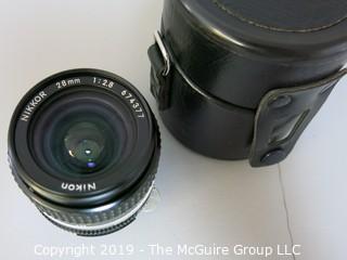 Nikkor 28mm; f2.8 Lens with L37 Nikon Filter and Lens Case