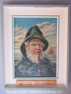 "Mariner"; original oil on board, framed, signed lower right