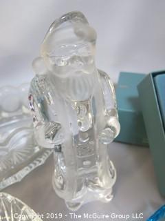 Collection of Glass including NIB Lenox Ornament and Toscany Lead Crystal Santa with original box