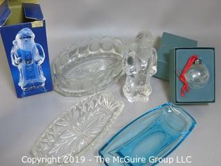 Collection of Glass including NIB Lenox Ornament and Toscany Lead Crystal Santa with original box