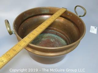 Copper Urn (part of double boiler?); with double handles