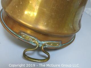 Copper Urn (part of double boiler?); with double handles