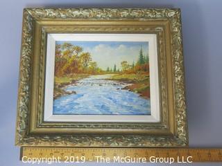 Original OIl on Board; Riverscape; in gilt frame