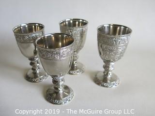 Set of (4) small Chalices with English marks on base