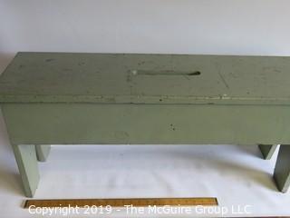 Green Painted Wooden Bench; 12W x 15T x 36L