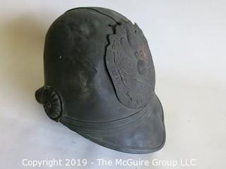 Metal German/European Fireman's Helmet with Eagle Shield 