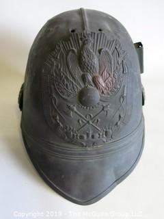 Metal German/European Fireman's Helmet with Eagle Shield 