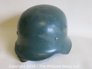 Metal German style helmet w/leather insert