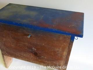 Blue Painted Homemade storage bench; 12 x 21 x 18 1/2" Tall