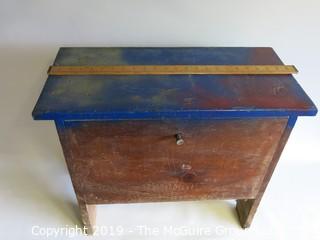 Blue Painted Homemade storage bench; 12 x 21 x 18 1/2" Tall