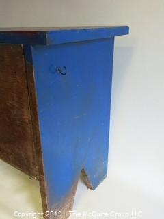 Blue Painted Homemade storage bench; 12 x 21 x 18 1/2" Tall