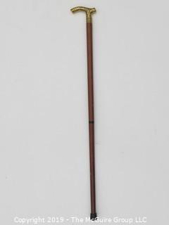 Collapsible Walking Cane with brass handle; unscrews