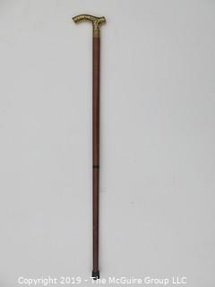 Collapsible Walking Cane with brass handle; unscrews