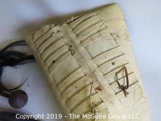 African leather animal hide shield with spear and mace