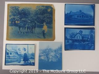 Photos: Historic: Unaccredited: Cyanotypes: Houses; Young ladies; Man with Three Camels