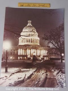 Photo: Historic: Americana: uncredited night shot of US Capitol Building in wintertime