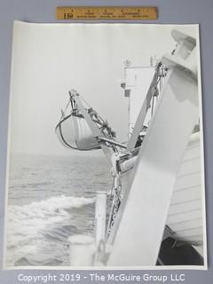 Photo: Large Format B&W: Historic: Art: Unaccredited: Lifeboat hanging from ship