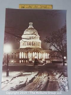 Photo: Historic: Americana: unaccredited night shot of US Capitol Building in wintertime