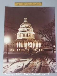 Photo: Historic: Americana: unaccredited night shot of US Capitol Building in wintertime