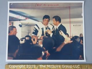 Photo: Large Format Color: Historical: Sports: Football: Frank Gifford Interviewing NY Jets Quarterback Joe Namath Following Their Upset Super Bowl Victory Over the Baltimore Colts; newspaper editing format