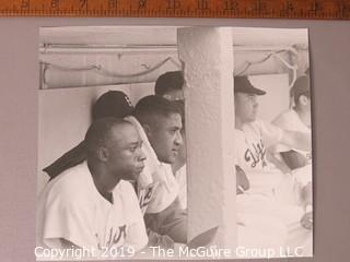 Photo: Large Formar B&W; Arthur Rickerby: Historical: Baseball: Brooklyn Dodger's dugout during game. Several players: Sandy Amoros? Don Newcombe, Duke Snyder