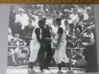 Photo: Large Format B&W: Arthur Rickerby: Sports: Baseball: Pittsburgh Pirates players Sharing a Laugh; possibly Roberto Clemente and Micky Vernon