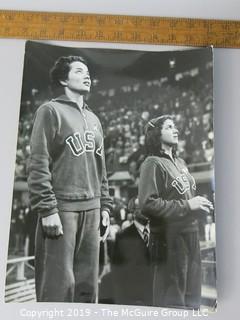 Photo: Arthur Rickerby undated: Historical: Sports: Female athletes on awards stand at unconfirmed event. Updated: 9:30 AM 10/3/19