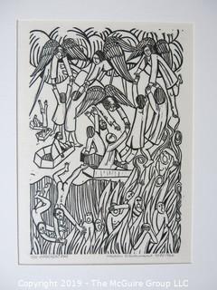 Art: Martin Silverman (1950- ): Titled "Judgement Day"; # 1/50 and pencil signed 9/5/1966; paper size: 11 x 13; image size 5 x 7"